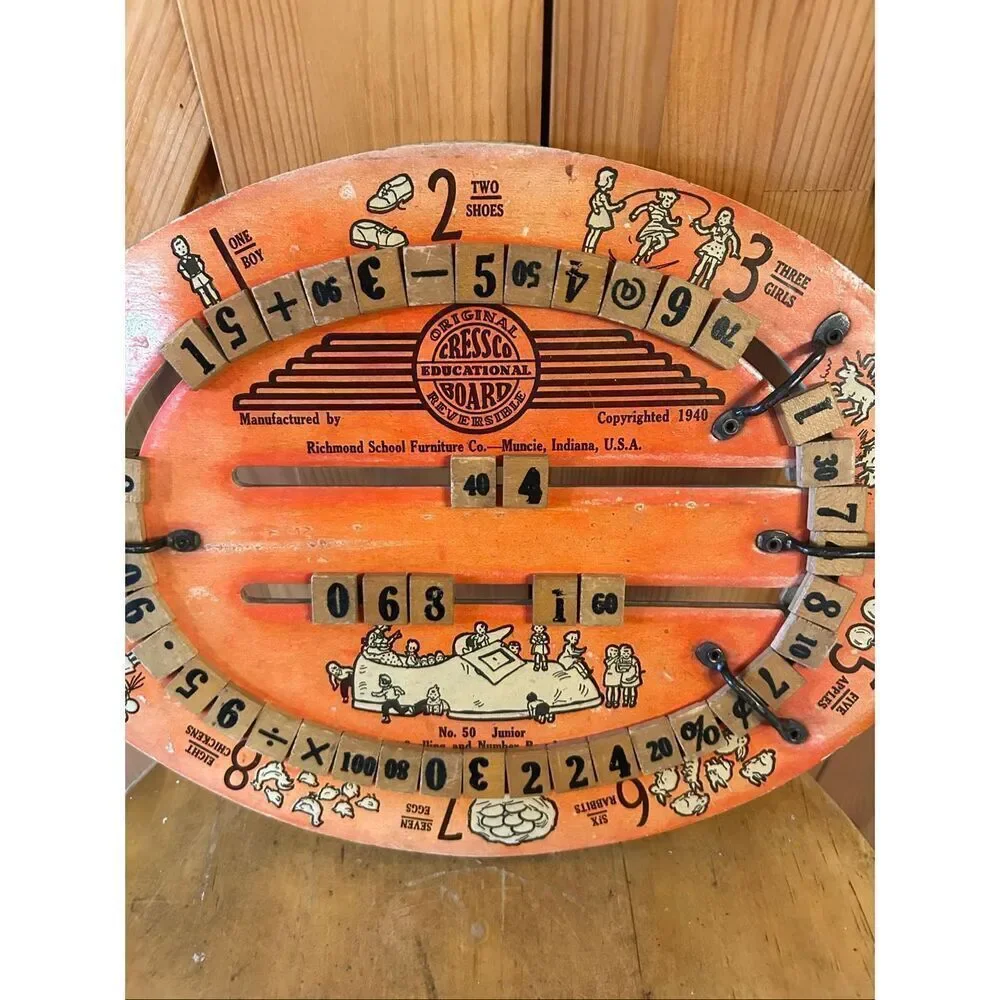 Vintage Original  Cressco Educational Board Reversible No. 50 1940 (5263)